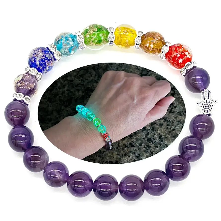 7 Chakra Bracelet with Velvet Pouch