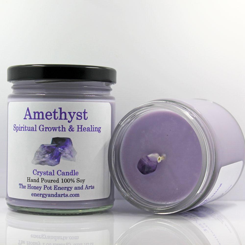 Amethyst Crystal Candle - Spiritual Growth & Healing